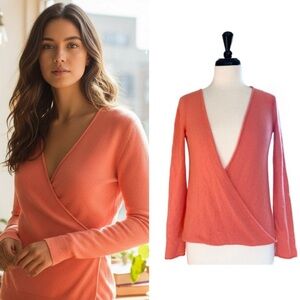 Diane Von Furstenberg 100% Cashmere Surplice Sweater